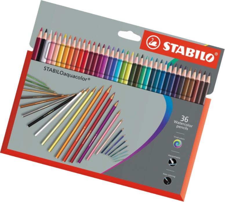 STABILOaquacolor Premium Wallet of 36 colours - Aquarellable coloured pencil