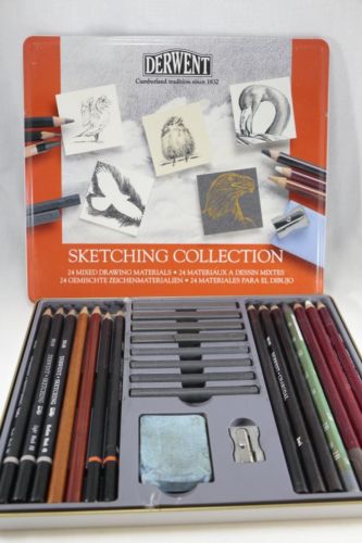 Derwent Sketching collection of 24 charcoals Metal Tin 34306