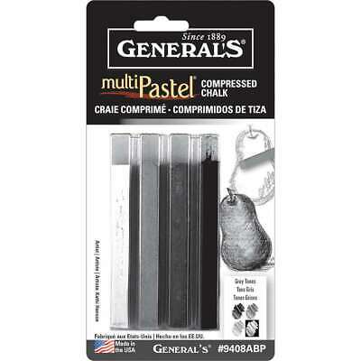 MultiPastel Compressed Chalk Sticks 4/Pkg Gray Tones 044974940849