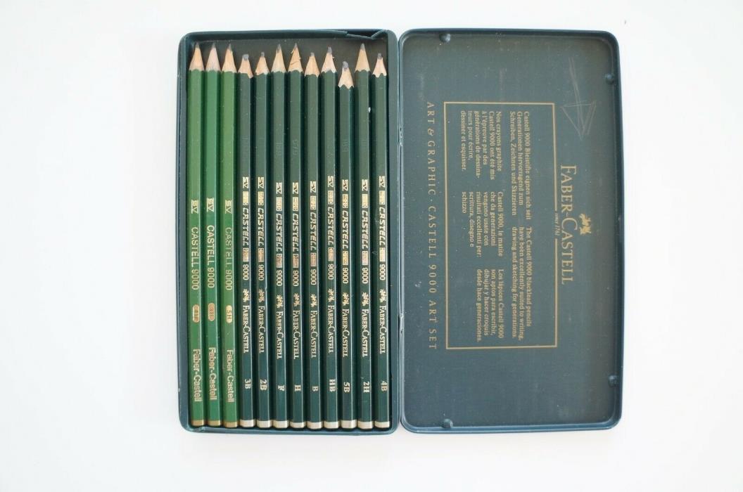 Faber Castell Graphite Set Pencil Art Drawing Sketching Sketch 12 Tin Hardly use