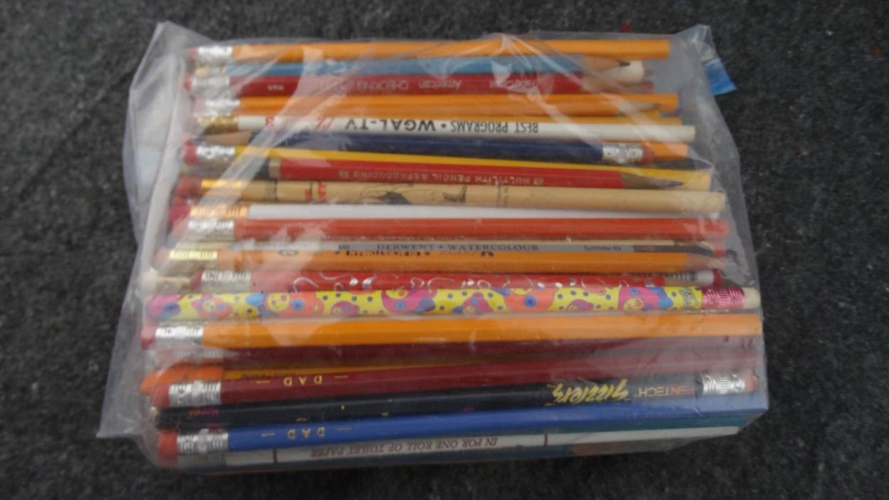 (B5) Large lot of slightly used/unused/unsharpened wood pencils 1-1/2 Pounds