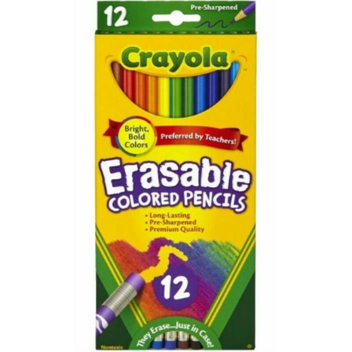 Crayola Colored Pencils Erasable 12 Pack Non Toxic Drawing Coloring Art Supplies