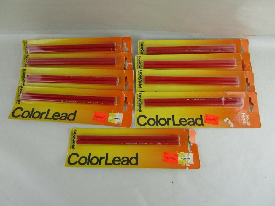 18  Vintage Faber Castell Postal Thin Lead Color Pencils Red   9 packs of  2