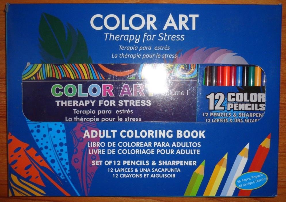 Adult Coloring Book With 12 Colored Pencils Color Art Therapy for Stress Fuji