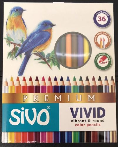SiVO Vivid Premium Colored Pencils Box set 36 Colors 4mm Lead Vibrant Colors