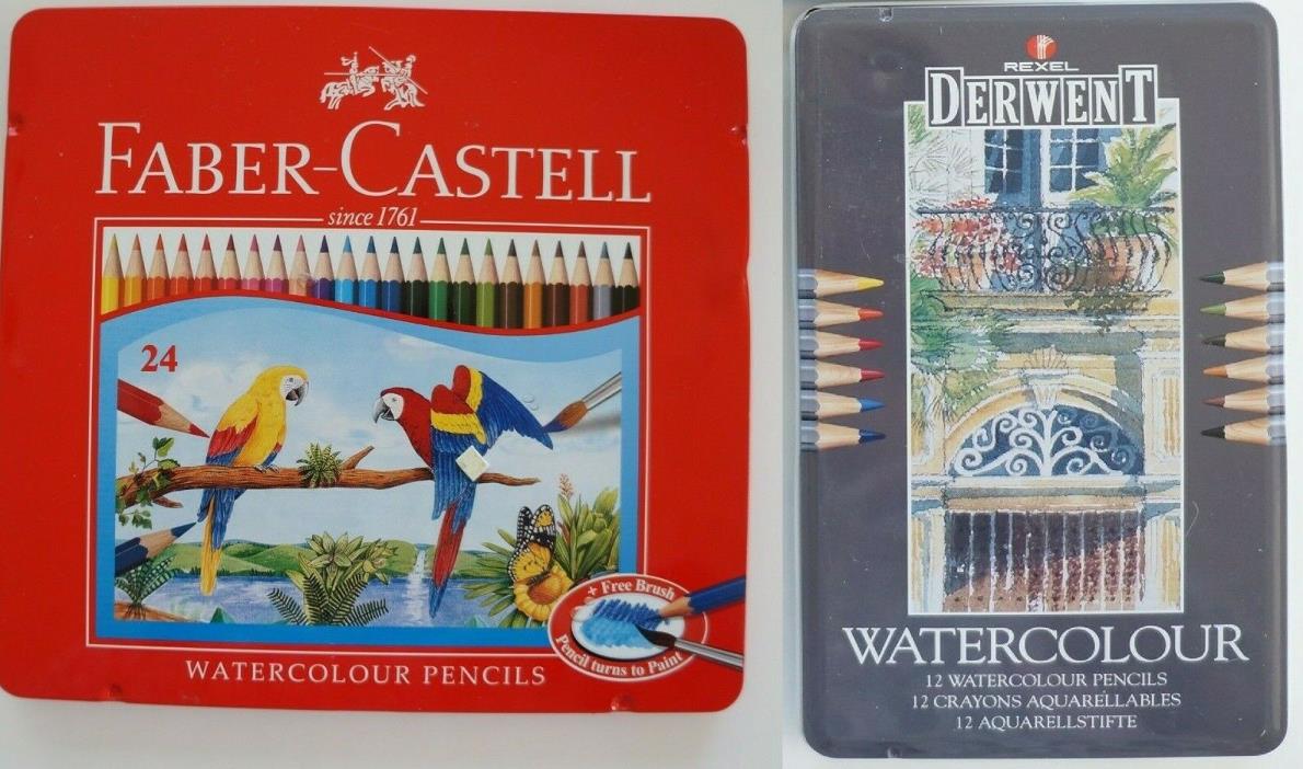 Derwent Faber-Castell 36 Watercolour Pencil Colors Drawing Painting Hardly Used