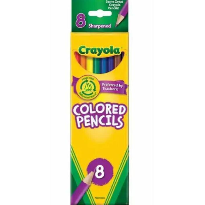 Crayola Colored Pencils Set of 8 Non Toxic Kids Drawing Coloring Art Supplies
