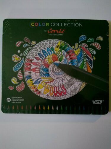 New BIC Color Collection by Conte Coloring Pencils, Assorted Colors, 24-Count