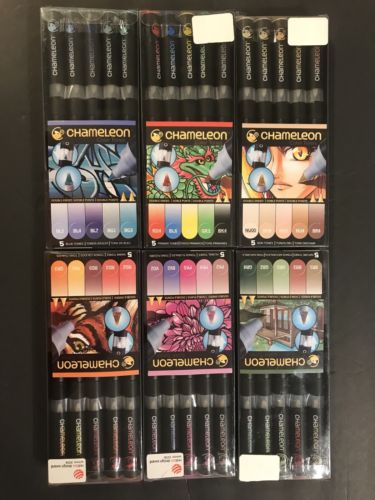 NEW~Lot of 6 Packages CHAMELEON Color Tones Double Ended Artist MARKERS