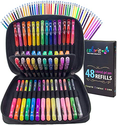adult colorit gel pens 96 artist quality coloring books premium ink gel pens set