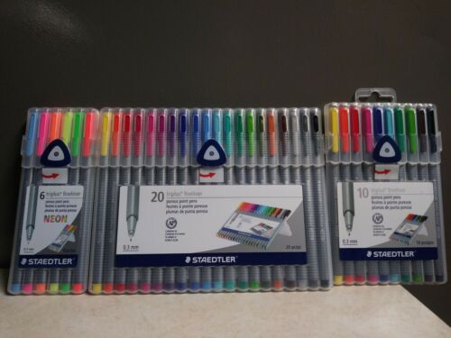 Staedtler Triplus Fineliner 0.3 mm.Pens 20pc/10pc/6pc Neon/ Colors Hard Case*New