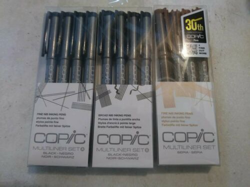 *New*Copic Multiliner Black Set A&B Plus Sepia Lot of 3/4pc sets
