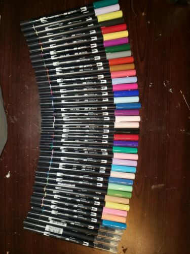 Tombow Dual Tip Brush Markers Lot Of 40 Multi colors, NEW!!