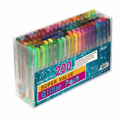 Feela 200 Pack Glitter Gel Pens Set 100 Gel Pen plus 100 Refills for Adult Co...