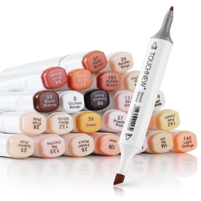 Artist Touchnew Marker Pens 24 Colours Blendable Alcohol Markers Skin Tone Set