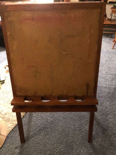Antique Wooden Standing Paint Easel With Holders That Folds