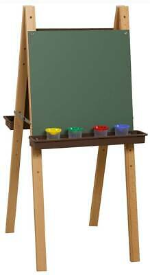 Double Adjustable Easel with Chalkboard and Brown Trays [ID 3620984]