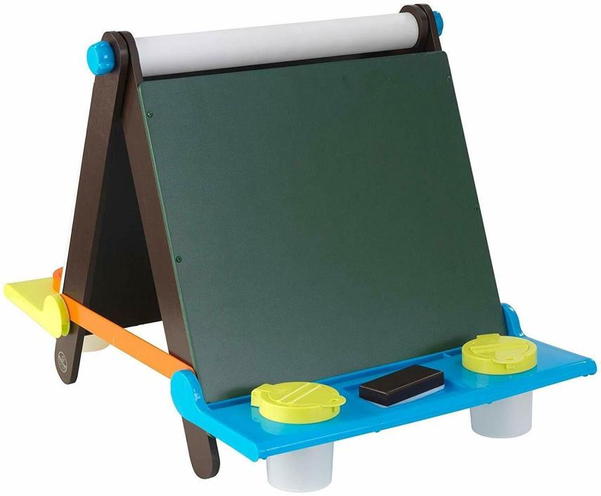 Kids Tabletop Art Easel with Chalkboard Dry Erase Board Sealable Paint Cups New