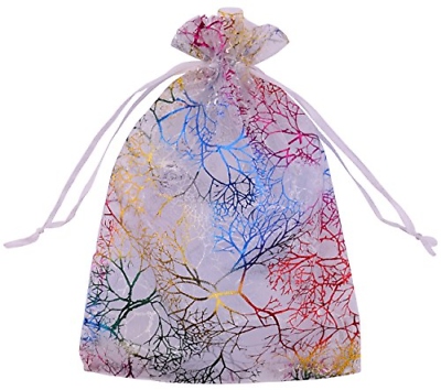 DriewWedding 100PCs Coral Pattern Drawstrings Mesh Organza Gift Candy Bags Party