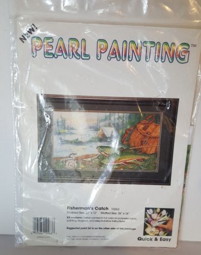 Pearl Painting Fabric Kit Fisherman's Catch Lake Cabin 10263 Candamar Designs
