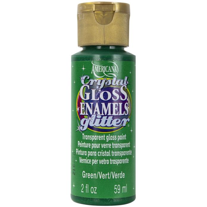 Americana Gloss Enamels Crystal Glitter Acrylic Paint 2oz-Green