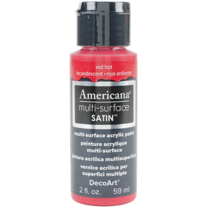 Americana Multi-Surface Satin Acrylic Paint 2oz-Red Hot