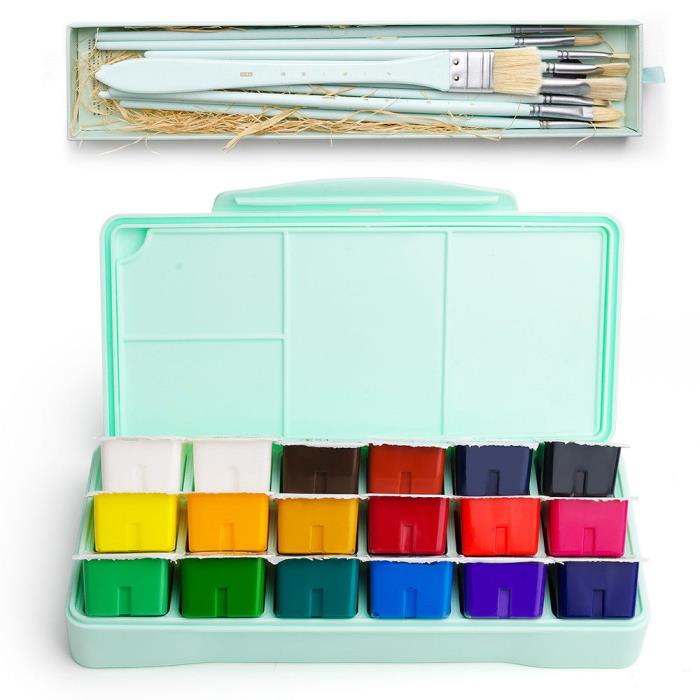 MIYA 18 Colors Gouache Paint Set  30ml Portable Case with Palette Gouache
