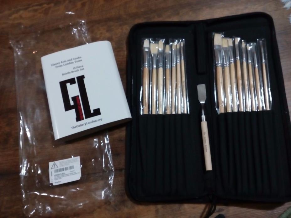 The Gallery London Natural Bristle Hair Professional Artist Brushes 15 Piece Set