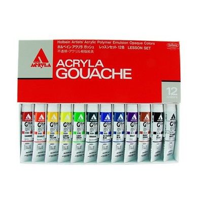 HOLBEIN ARTISTS COLORS HBD410  ACRYLA GOUACHE LESSON SET OF 12 20ML TUBES