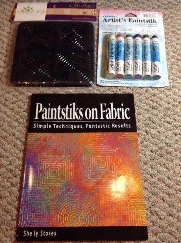 Artist Paintstik 6-pack, 6-pack Rubbing Plates + Book -Paintstik Starter Pack-