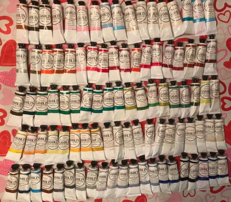 Gamblin Artist's Oil Colors Paint Lot Of 95 Tubes 37 ml - NEW
