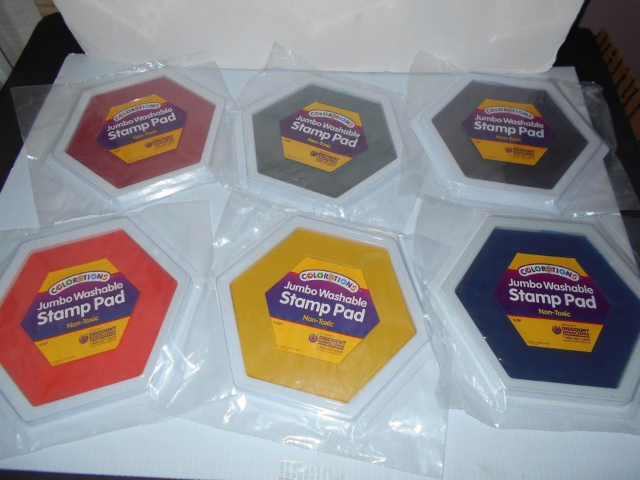 COLORATIONS JUMBO WASHABLE STAMP PAD, SET OF 6  NEW SEALED PACKAGES