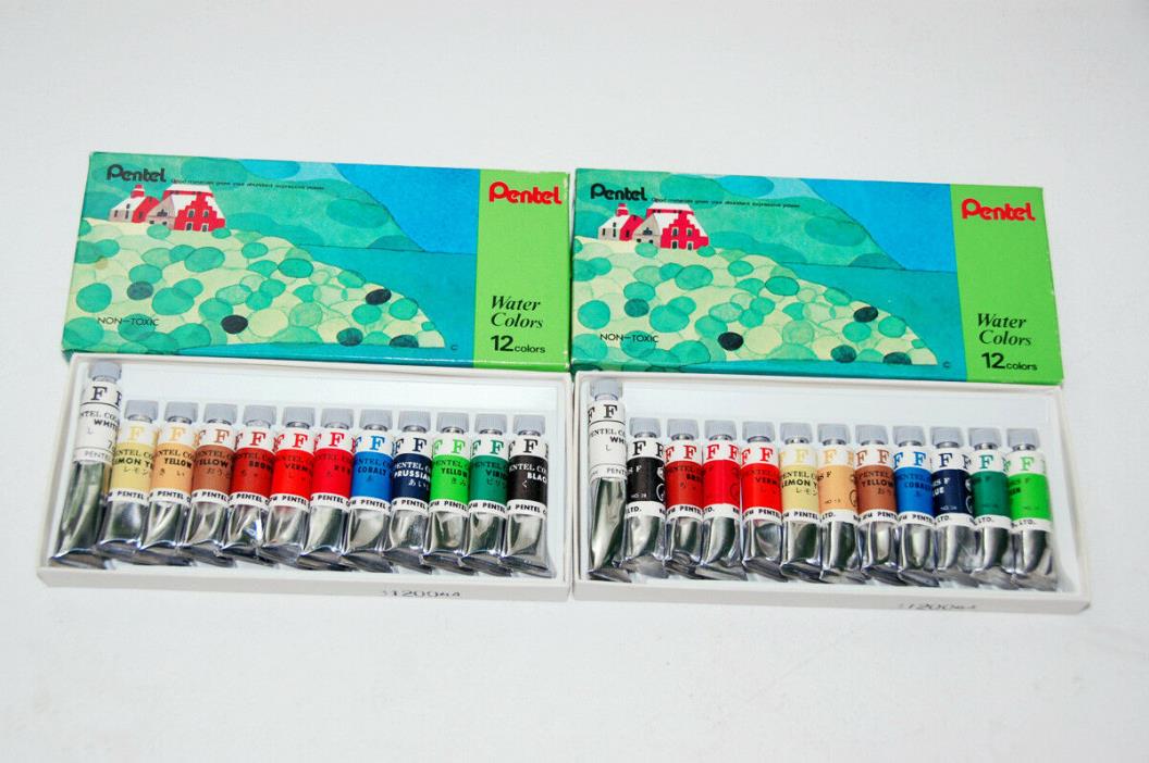 Lot of 2 Pentel Water Color Watercolor Tube Sets - 24 Tubes