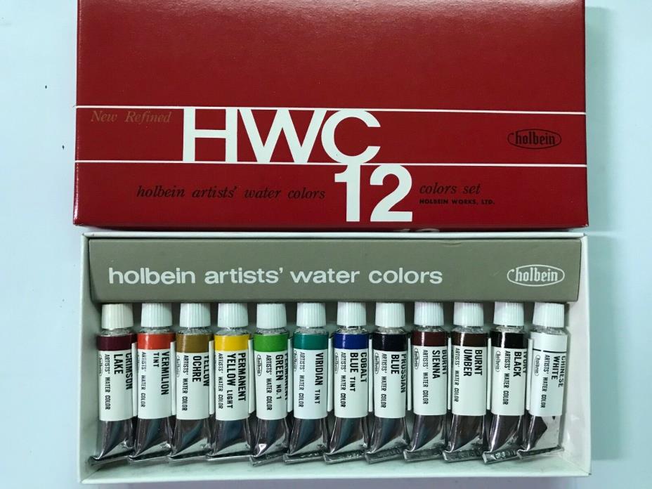Holbein Vintage Fine Artists Watercolors set of 12 Colors 5cc Lead Tubes