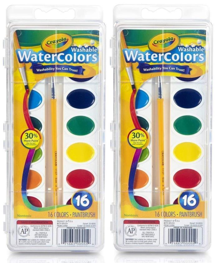 Crayola Washable Watercolors Paint, 16 Count (Pack of 2)