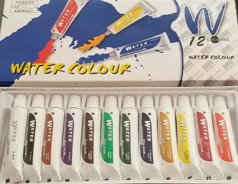 Water Color Paints - Set of 12 superior pigment tubes of paint NEW in BOX!