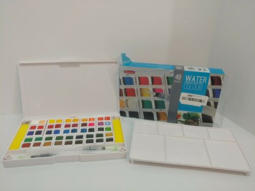 SUPERIOR 48 Colors Solid Watercolor Paints PVC Case Set **Damaged Colors**