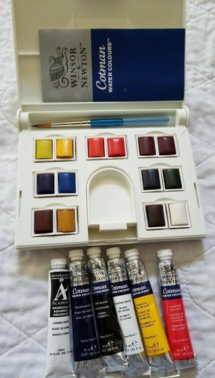 Winsor & Newton 14 Half Pans Set, Tubes, & Grumbacher Watercolour Tube Paint Lot