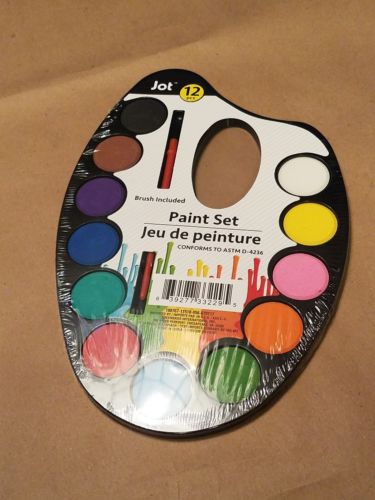 New 12-Color Watercolor Paint Palette Set with Paintbrush