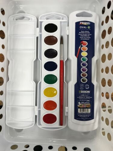LOT of 2 Prang Semi-Moist Watercolors Paints 8-Color Oval Pan Set Free Shipping