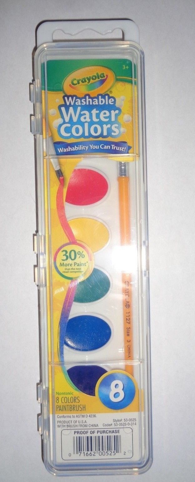 Crayola Washable Watercolor Set With Brush, Assorted Colors
