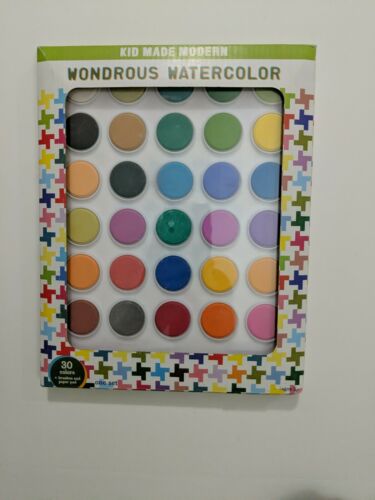 Kid Made Modern Wondrous Watercolor Set New - 30 Colors + Brushes & Paper Pad