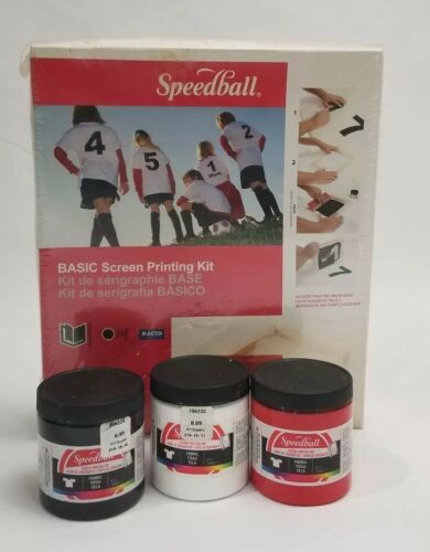 Speedball Basic Screen Printing Kit for Stencil Method and  black,white,red ink