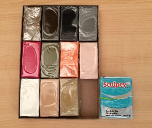 Polyform Sculpey III Oven Bake Clay 1oz Block Color Sampler Plus 2oz Teal Pearl