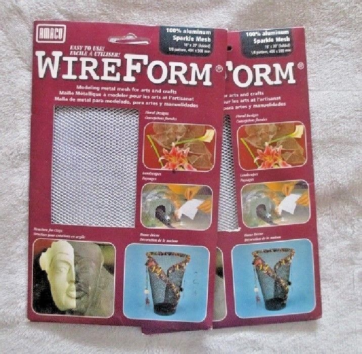 LOT OF 2 WIREFORM by AMACO 100% ALUMINUM SPARKLE MESH FOR PLASTER & OTHER CRAFTS