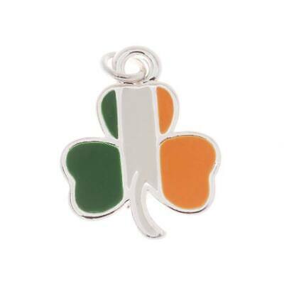 Silver Plated Charm Enamel Shamrock Clover Charm With Irish Flag (1)