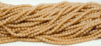 8mm Round Glass Bead - 100pc Strand - Solid Color - Beige - NEW