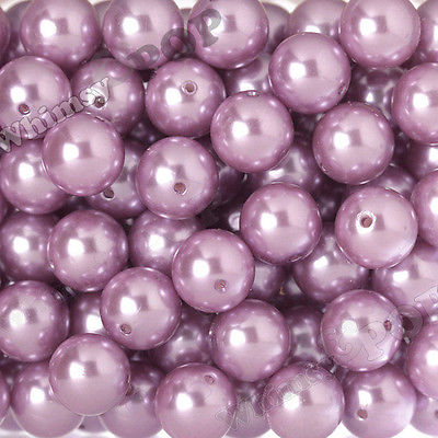 20mm Pearl Beads 12pcs Lilac Purple Chunky Bubble Gum Acrylic Gumball Round