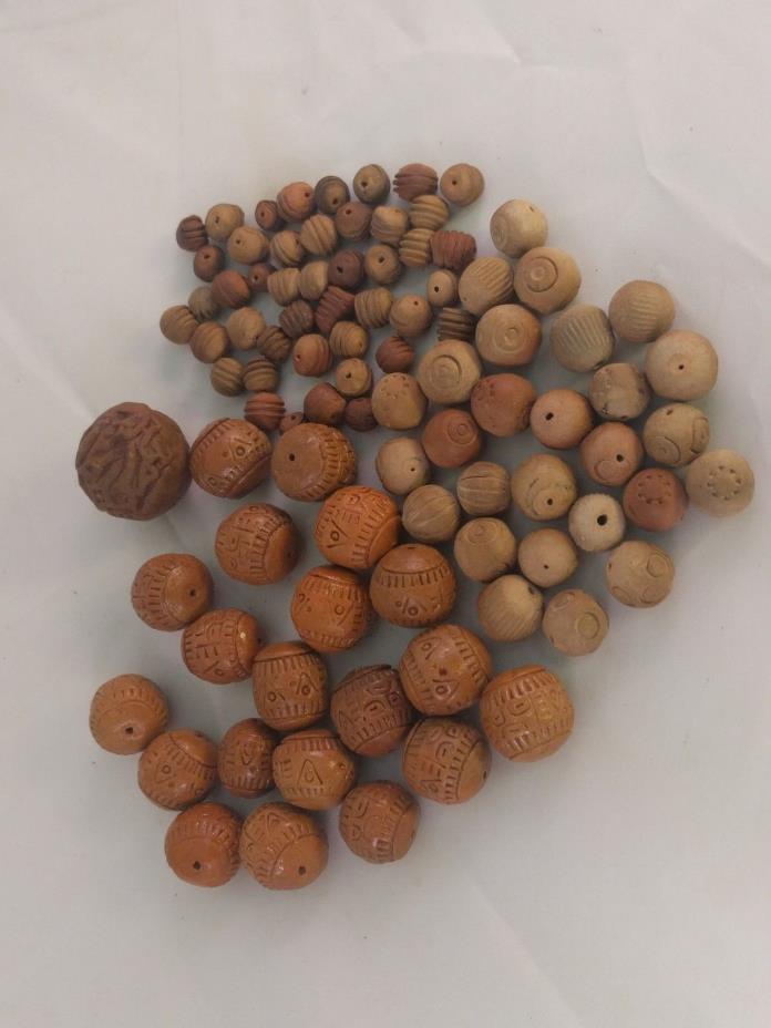 88 Handmade Clay Natural BULK BEAD LOT Mixed size #4