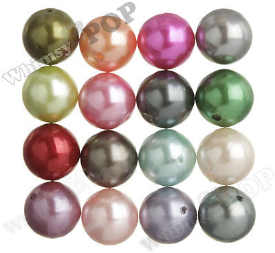 20mm Pearl Beads 12pcs MIXED Color Chunky Bubble Gum Acrylic Gumball Round Shiny
